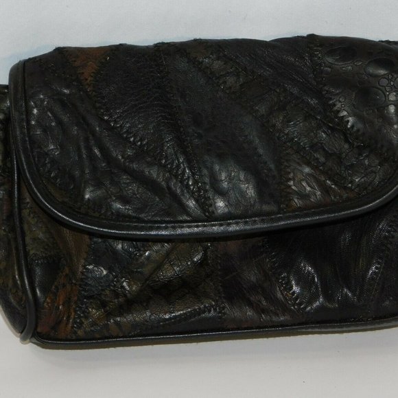 Maggie Lawrence Collection Black Patchwork Clutch - Picture 1 of 8